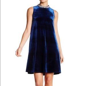 Halter Neck Jewel Embellished Velvet Dress